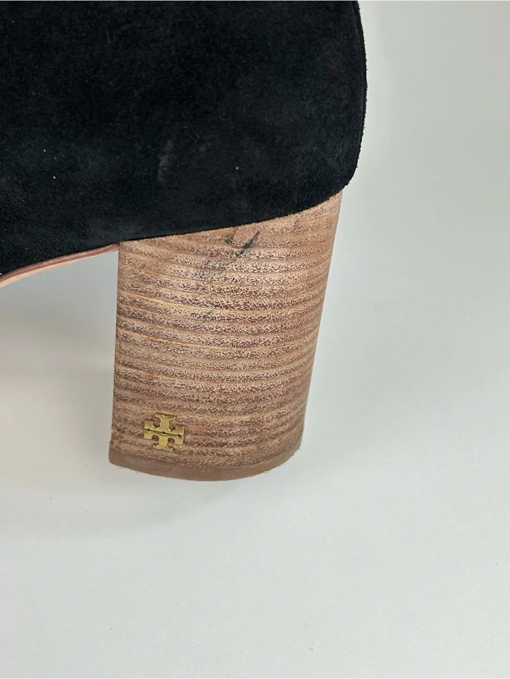 Tory Burch Brooke Black Suede Ankle Boots with Wood Block Heel Size 10